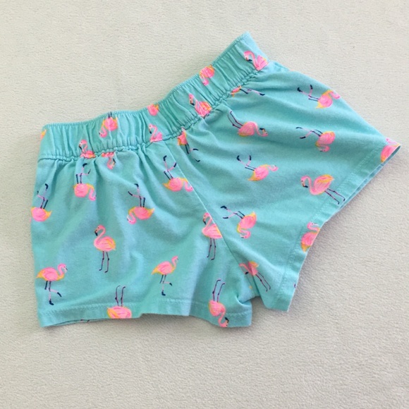 🦩Blue and Pink Flamingo Shorts with Pink Pom-pom Trim by OshKosh B'Gosh 🦩 - Picture 2 of 11